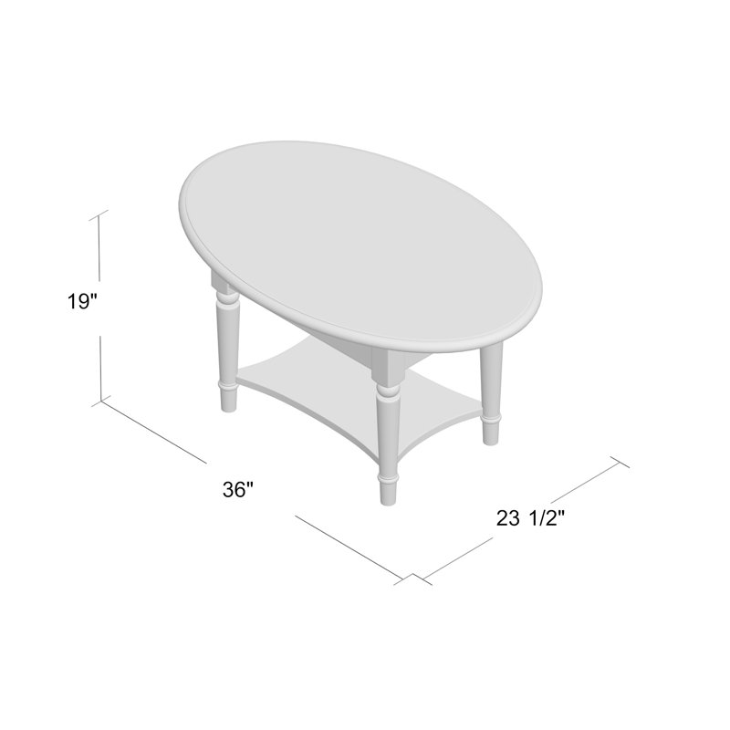 Coastal Solid Wood Oval Coffee Table, Orchid White