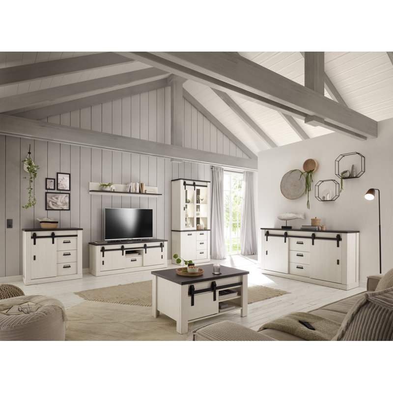 Jackeline Four Leg Coffee Table with Storage, Anthracite/White