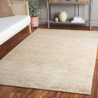 Ebony Hand Tufted Wool Cotton Rug in Ivory/Gold