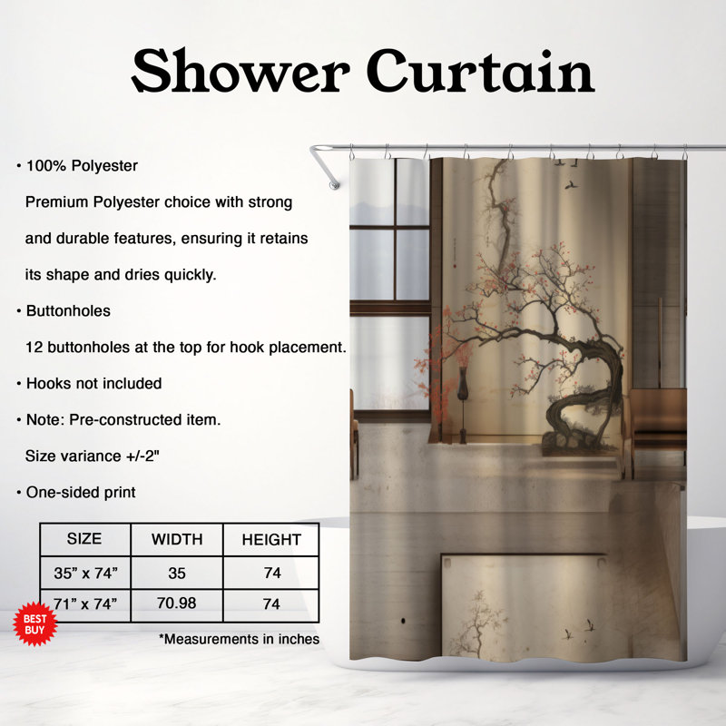Rideau de douche Old Wall - Premium, H 74 po x l 71 po