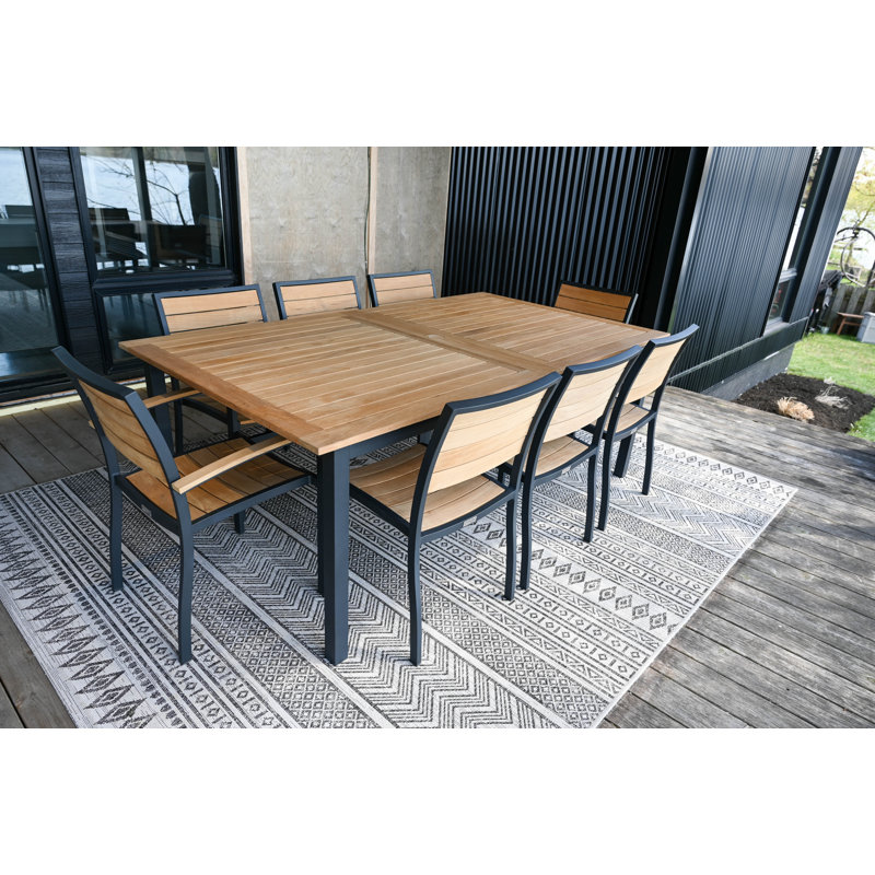 SoHo Teak Aluminum Outdoor Stacking Sidechair, Black