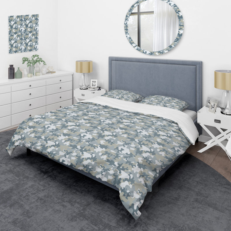 Camouflage gris tendance - ensemble de housse de couette abstrait - microfibre de polyester