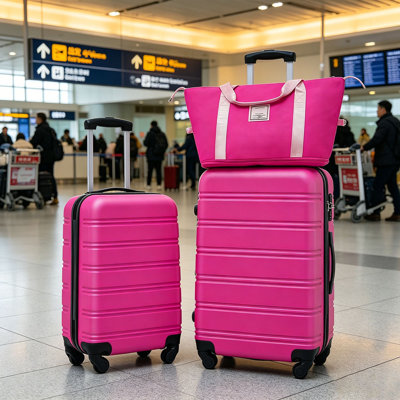 Valise à roulettes Hardshell 2 pièces + sac Valise pivotante avec serrure TSA légère 20 po + 24 po