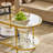 Oval Champagne Gold Iron Frame Paired with Transparent Glass Double-layer Coffee Table-364657031