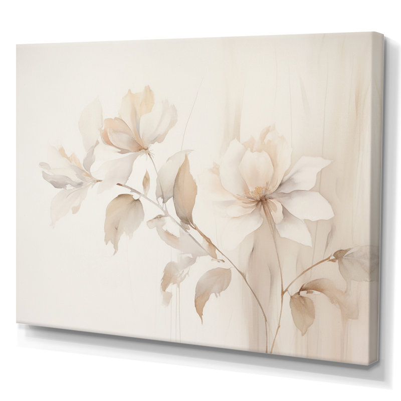 «White Botanical Elegance II - Abstract Botanicals, art mural sur toile, H 34 po x l 44 po x P 1,5 po, Toile tendue