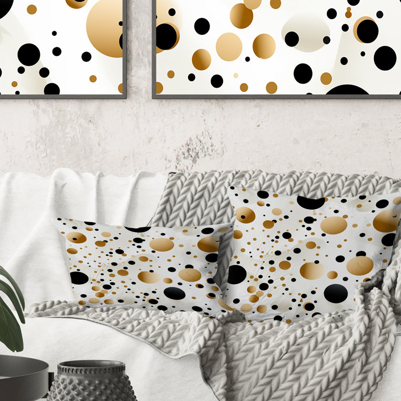 Coussin décoratif en polyester à pois Minimalist Beauty I - Polka Dots, H 18 po x l 18 po