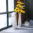 Tall White Ceramic Floor Vase For Modern Home Decor, Unique Origami Design, Handcrafted For Stability And Elegance-1874087201