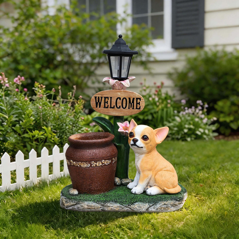Statue de planteur de chien carlin assis