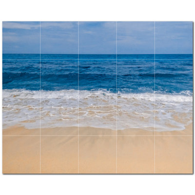 Beach Photo 12'' x 12'' Satin Ceramic Decorative Mural