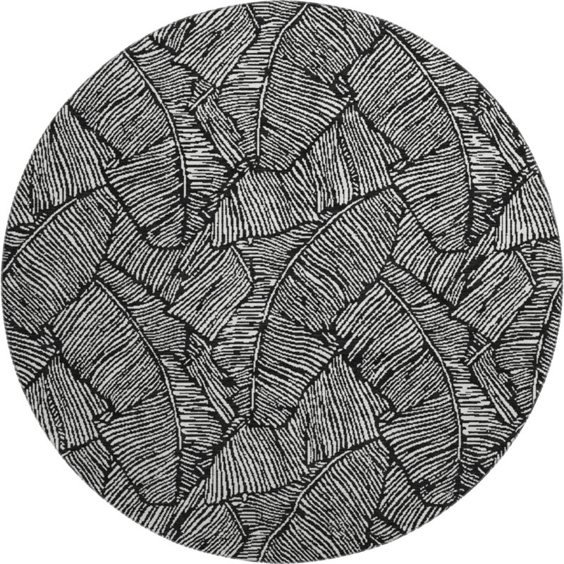 Premium Machine Washable Prisco Black Rug, Round 8'