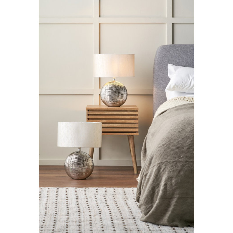 Mabel Ceramic Table Lamp, Grey, Silver