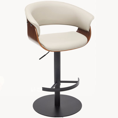 Tabouret de bar 1 pièce pivotant à 360 ° en similicuir réglable avec dossier, bar et comptoir, gris, pour la cuisine, la salle à manger et le bar