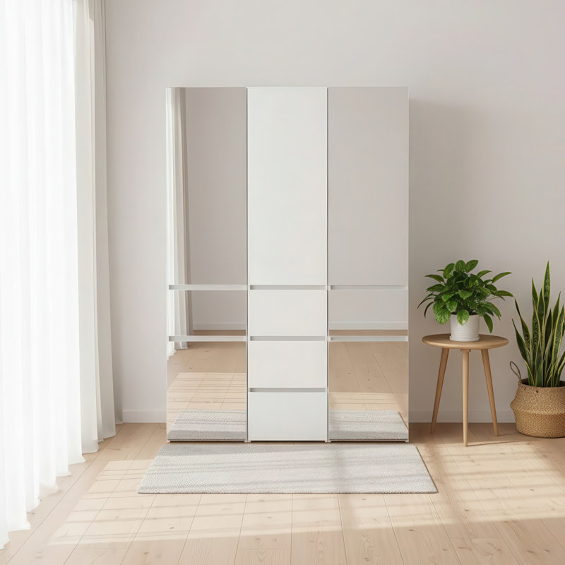 Marsden Modular Wood Closet System With Mirror In White