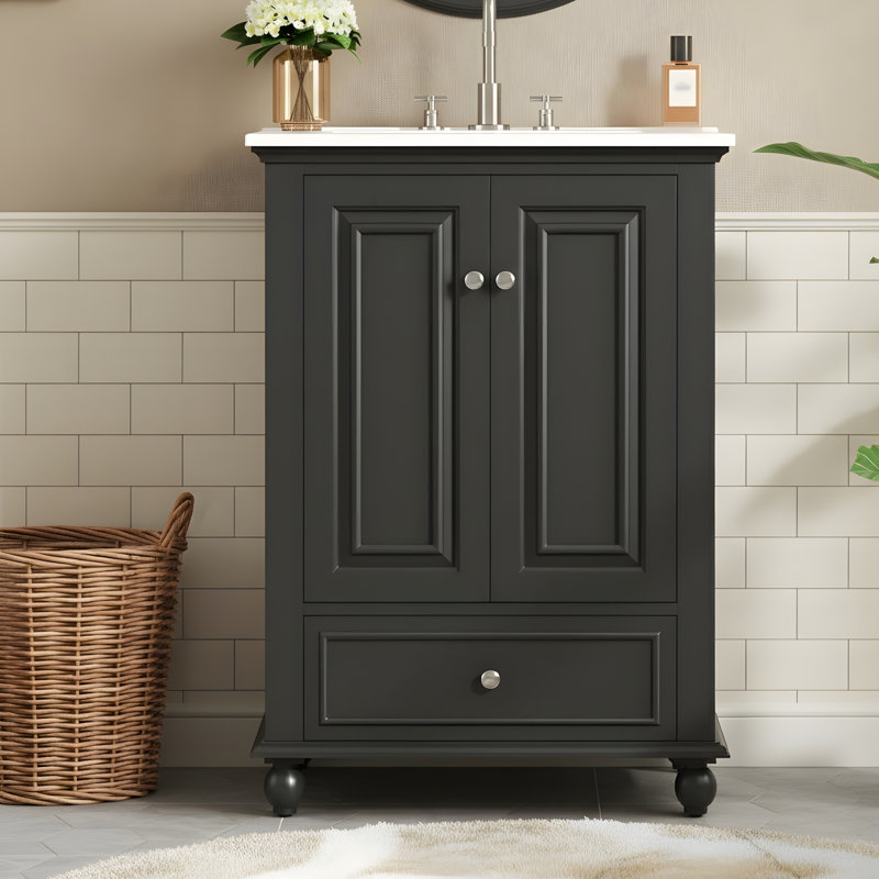 Meuble-lavabo pratique prêt à l'emploi, Noir
