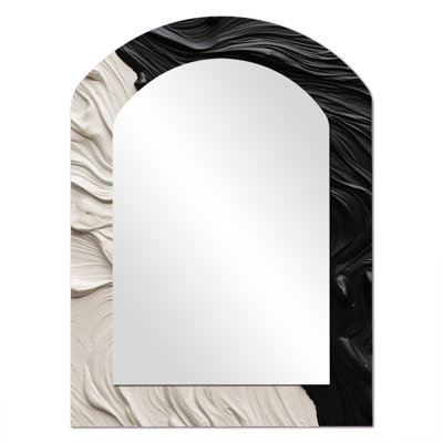 Miroir mural asymétrique moderne noir et blanc marbré Dreamscape II