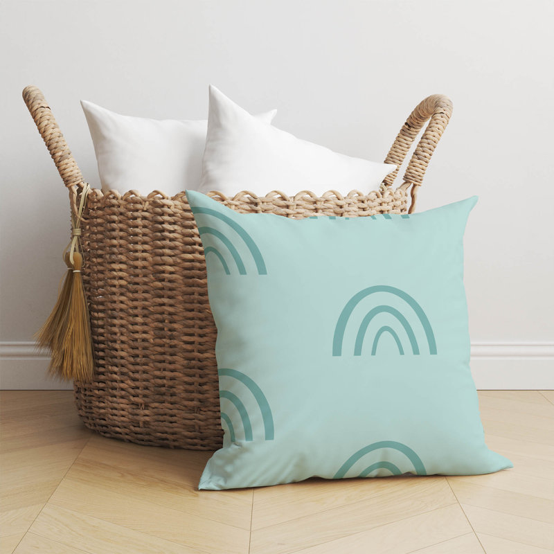 Coussin Plain Bows, H 18 po x l 18 po, Bleu clair