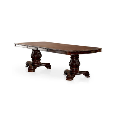 Table de salle à manger traditionnelle 108 po avec 2 feuilles, cerisier brun