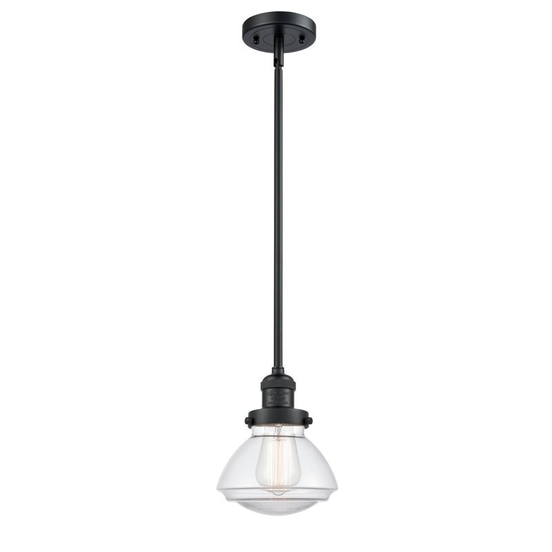 Luminaire suspendu simple à 1 lumière Chesterville, Ampoule non incluse, Transparent, Noir mat