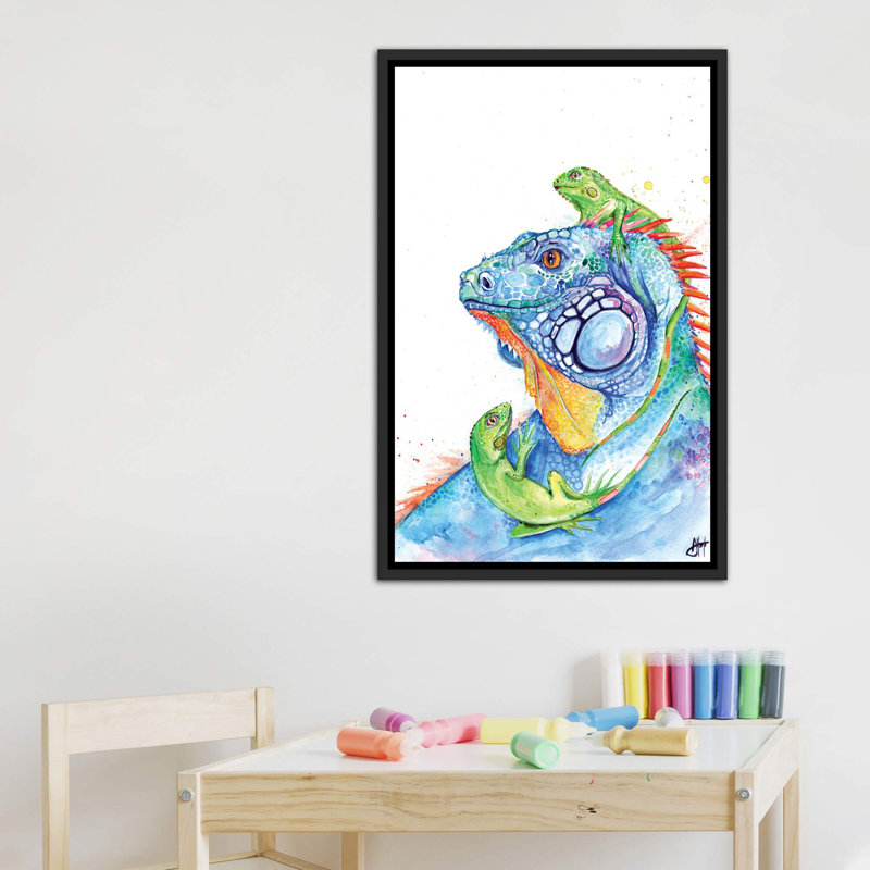 Décoration murale pour enfants Here Be Dragons, H 60 po x l 40po x P 1,5 po, Toile encadrée noir délavé