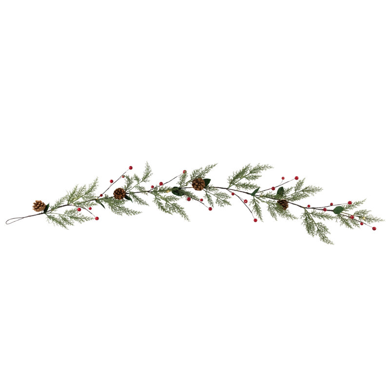 Pre-Lit B/O Pinecone Berry And Leaf Christmas Garland - 4.5' - Warm White Lights