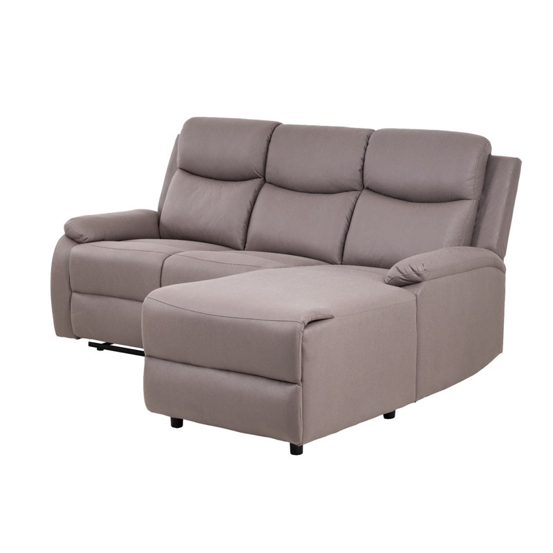 Boa 3 Seater Faux Leather Reclining Corner Sofa , Right Hand Facing, Taupe
