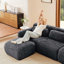 Canapé modulaire ergonomique 2 places avec tissu moelleux doux et 1 repose-pieds, conception antidérapante, aucun assemblage requis-1475213946