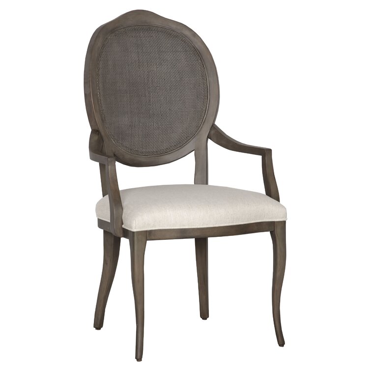 Ava Upholstered King Louis Back Arm Chair in Almond Buff