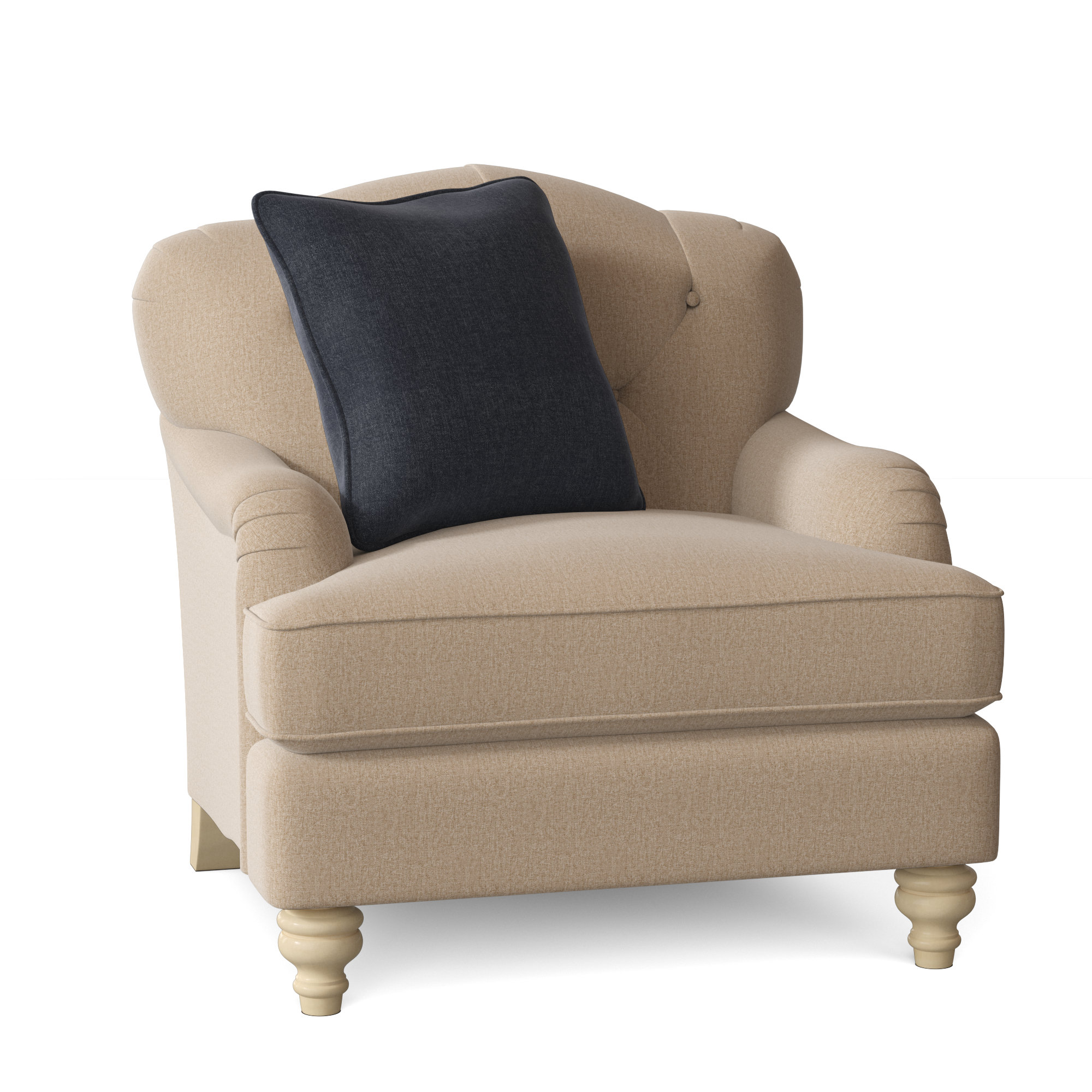 Sullivan Upholstered Down Filled Armchair, Handsome 10 Beige Performance Twill, No, Pecan