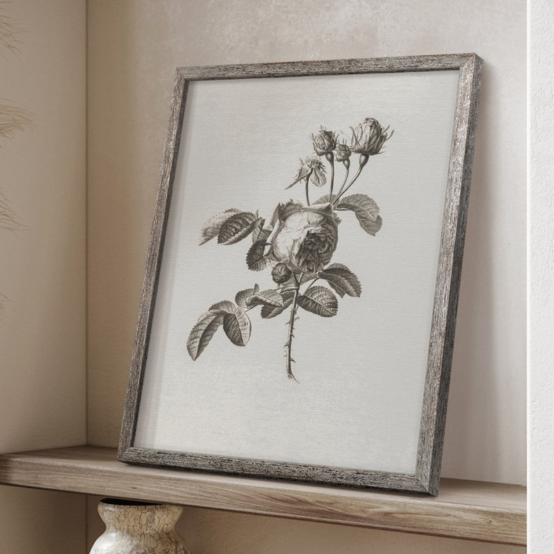 Impression florale vintage encadrée CECXV III - bois massif, H 11 po x l 9 po