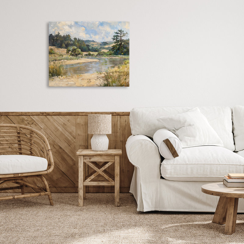 Sunlit River Landscape Canvas, design by LSR Creative Studio, 16" H x 20" W
