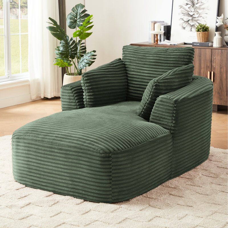Chaise longue en velours côtelé Corduroy, sans assemblage, d'une hauteur de 35,37 po, convient aux appartements