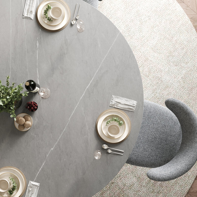 Ensemble de table de salle à manger pour 4 à 8 personnes avec chaises rembourrées grises, 29.52" H x 59" W x 59" D, Gray