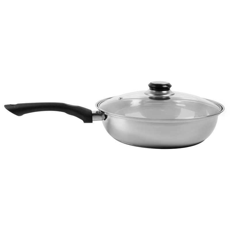 SQ Professional Lustro Stainless Steel 24cm Frying Pan With Glass Lid