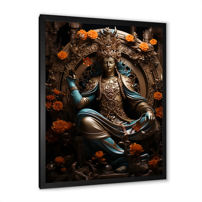 «Hinduism Brahmas Boundless Bronze», reproduction sur toile encadrée, Cadre simple noir, H 40 po x l 30 po x P 1,5 po