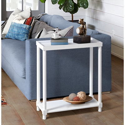 Narrow Side End Tables With Shelf, Set Of 2
