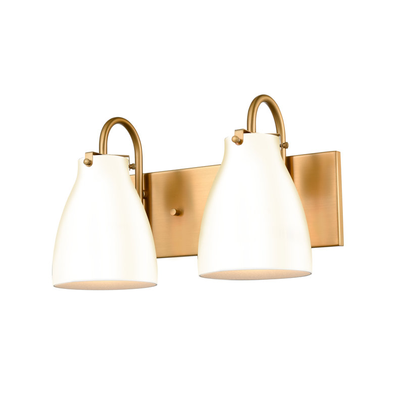 Coiffeuse 2 lumières Emma, Laiton avec verre opale véritable