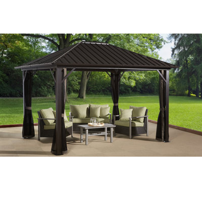 Sojag Outdoor 12' x 12' Genova Hardtop Gazebo 4-Season Outdoor Shelter with Mosquito Net