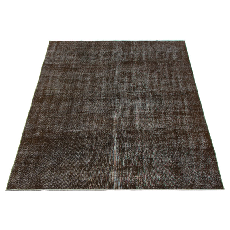 Tapis noir en laine noué à la main de conception unique 2000S 4 pi 11 po x 7 pi 10 po Oktawian