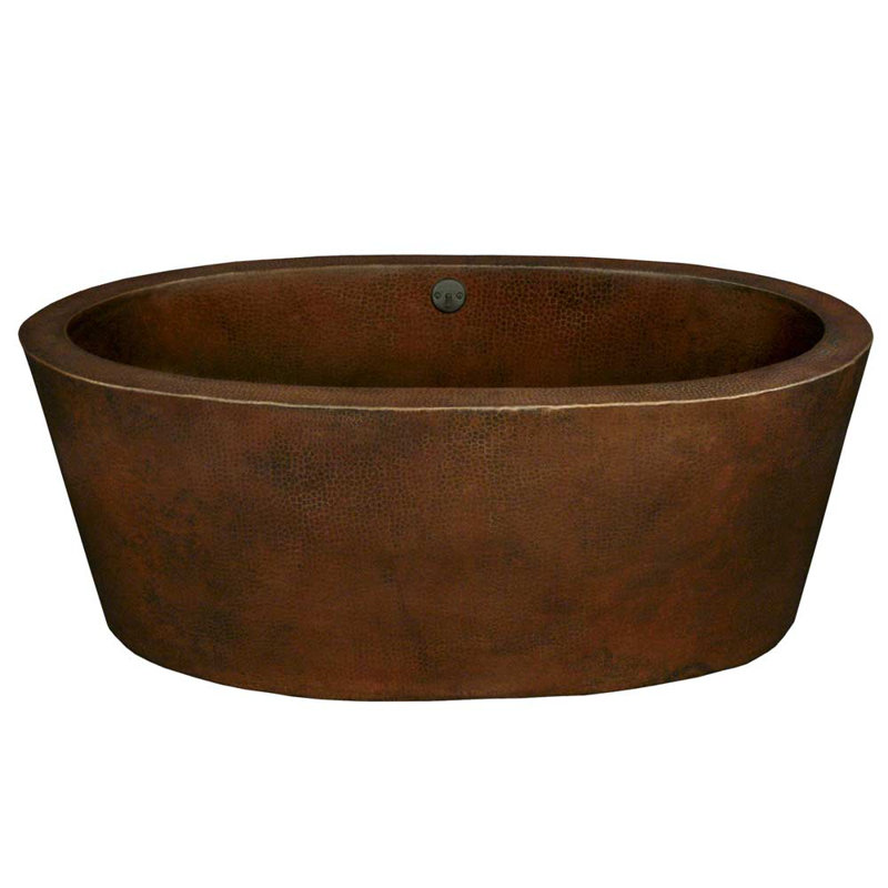 Baignoire de trempage autoportante en cuivre 64 po. X 36 po. Aspen, Cuivre antique