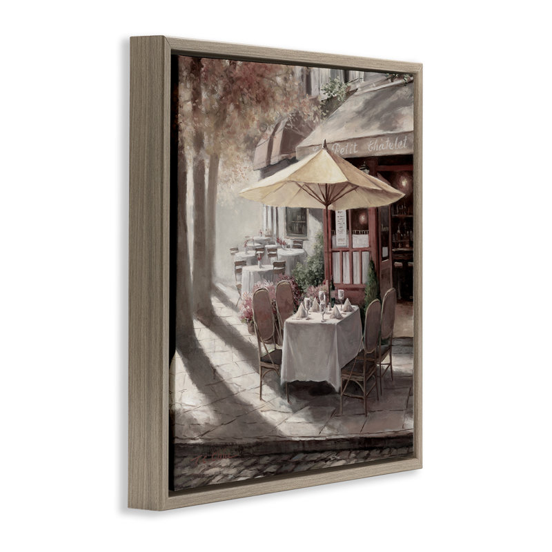 «Warm Sunlit Bistro», art par T.C. Chiu, H 18 po x l 18 po, Cadre flottant orme Montalcino