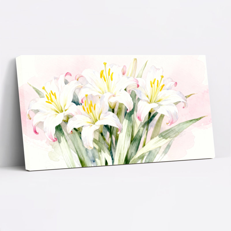 «Watercolor Lily», ensemble de 1 reproduction d'art sur toile tendue, H 24 po x l 48 po