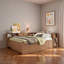 Lit de jour en bois avec tiroirs de rangement, tablettes latérales, bureau et lit gigogne-1219979793-1219979796