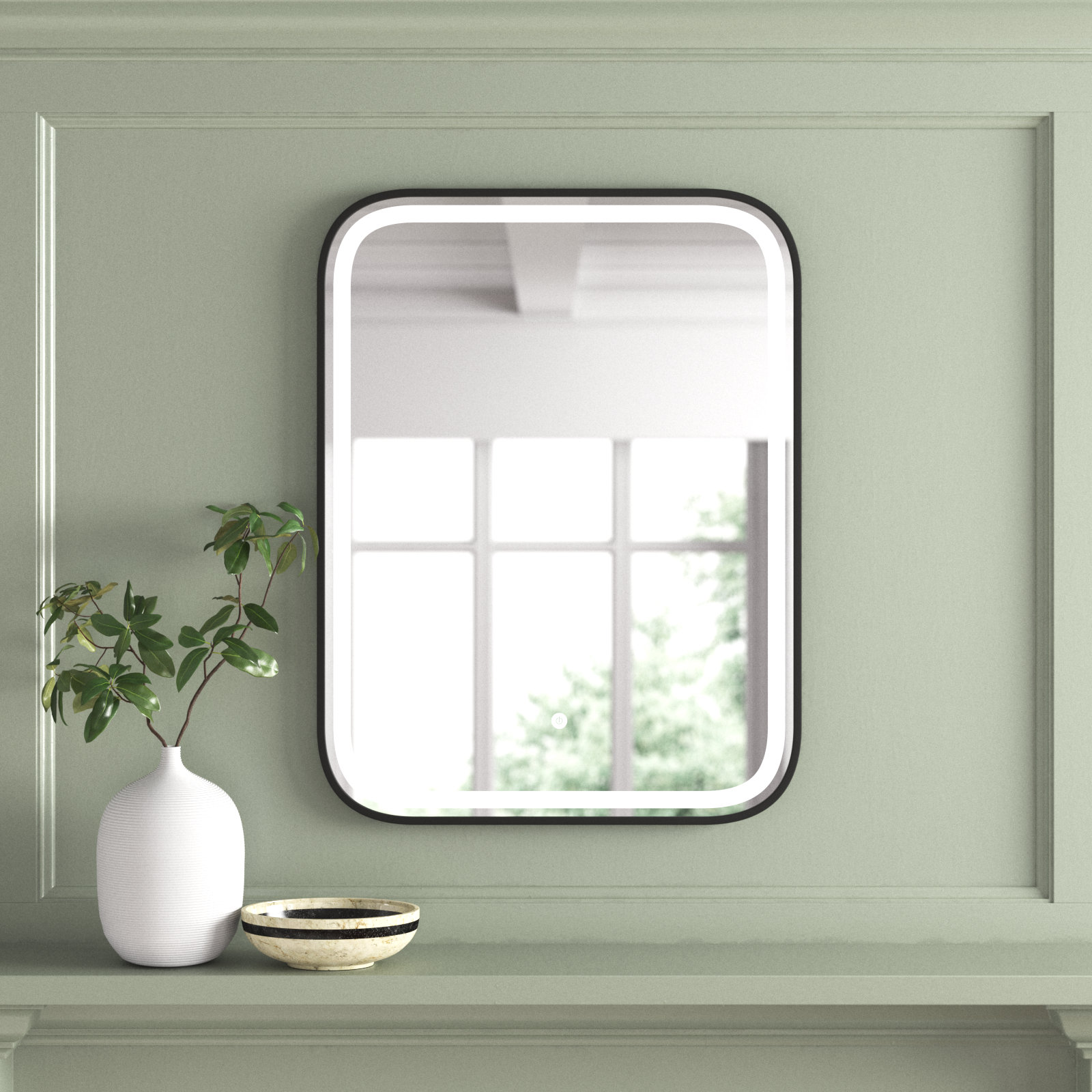 Ani 24" Accent Mirror, Black