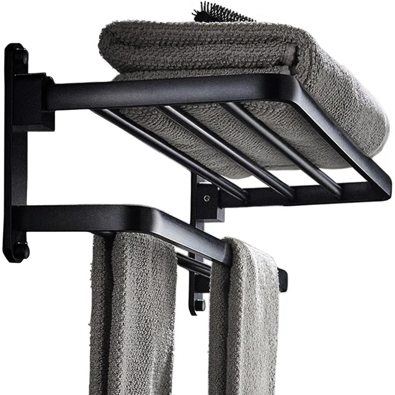 2 porte-serviettes muraux, Finition givrée noire, H 6,7 po x l 20 po x P 8,7 po