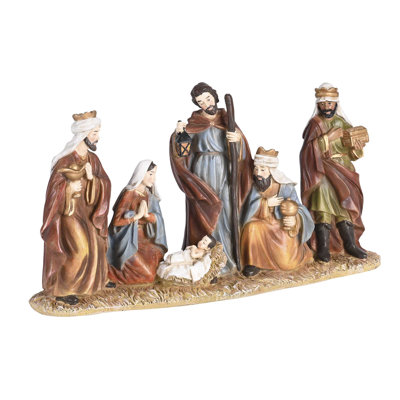 Crèche de Noël 5 pièces couleur traditionnelle