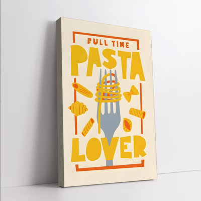 Affiche murale encadrée (1 pièce), illustration sur toile représentant une fourchette et des pâtes, idéale pour les amateurs de cuisine italienne. Décoration murale moderne pour la salle à manger. Cadeau parfait pour les amateurs de pâtes.