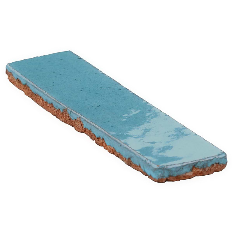 Emery Blue 2X8 Handmade Crackled Glossy Terracotta Subway Tile - Final Sale