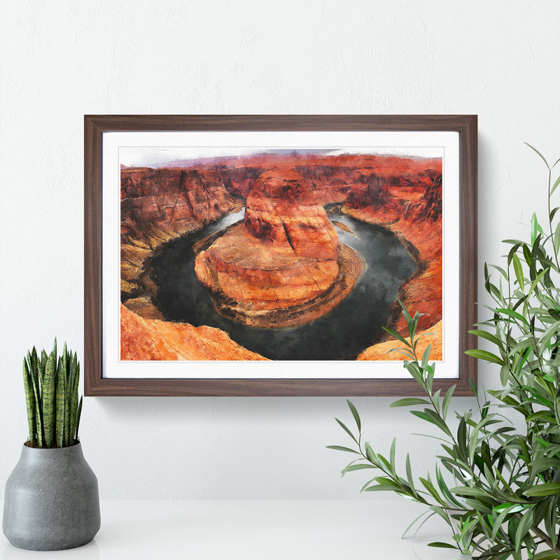 Horseshoe Bend in the Grand Canyon Vol.2 - Picture Frame Painting, Walnut Framed, 27cm H x 36cm W x 2cm D