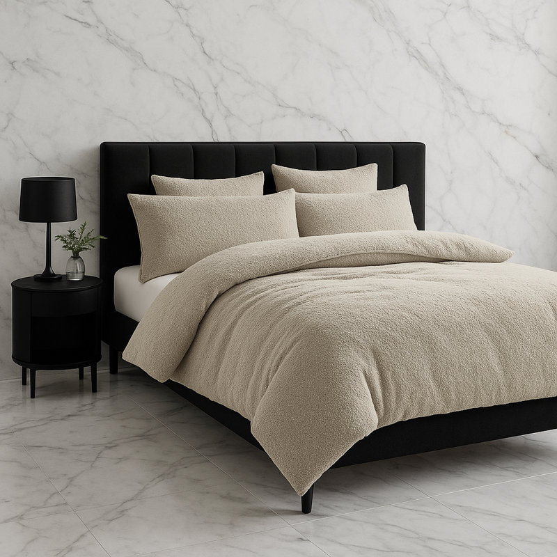 No Pattern Duvet Cover Set with Pillowcases Included, Beige, Double Duvet Cover + 2 Standard Pillowcases
