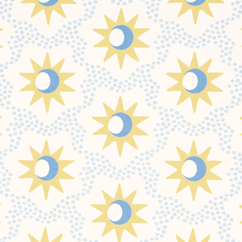 Lucie Wallpaper, Yellow/Sky